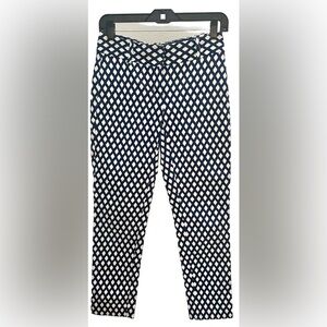 White House Black Market Ankle Pants Women's 00 Blue White Mid Rise Flat Front